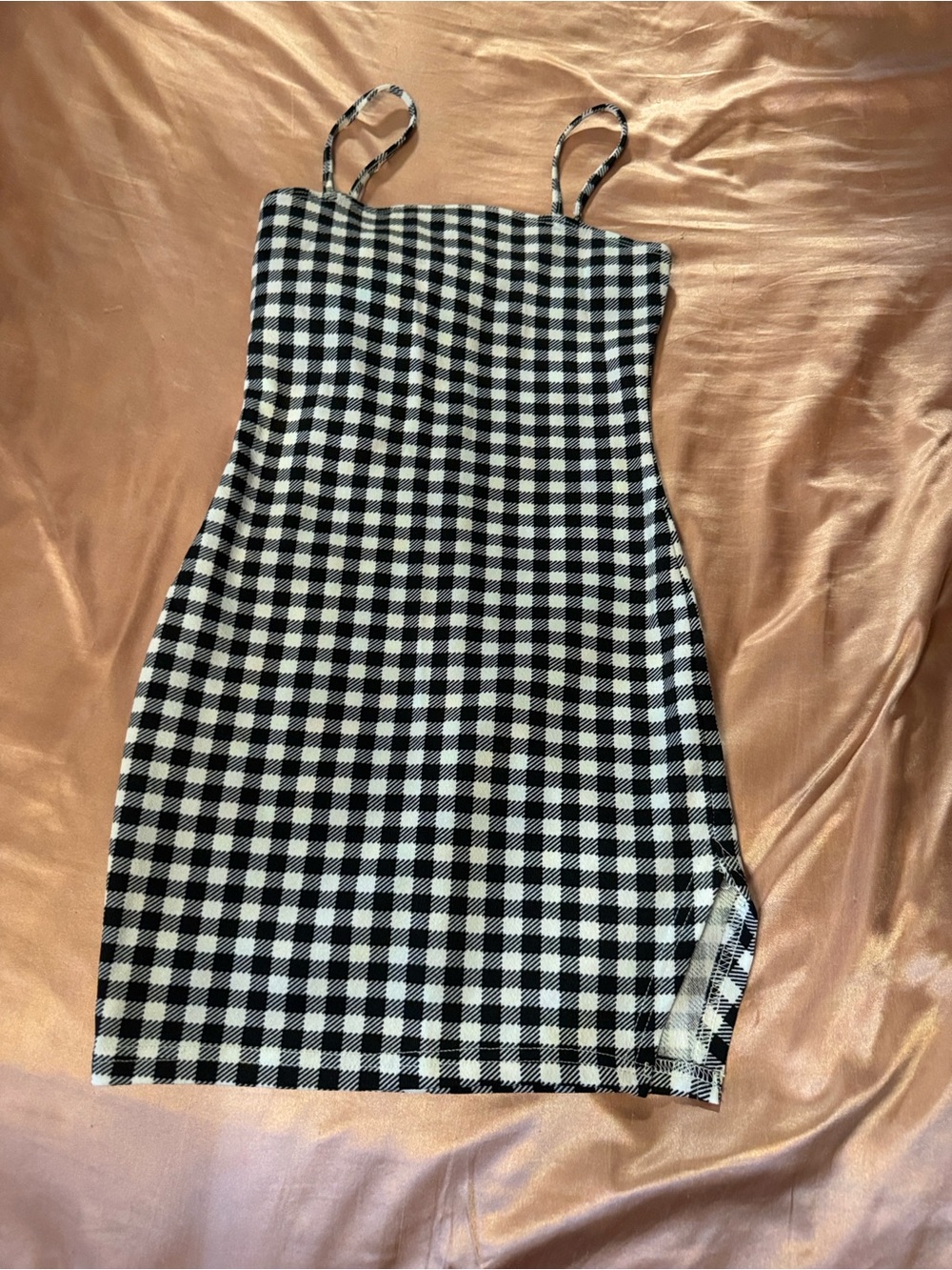 Black and White Gingham Bodycon Mini Dress